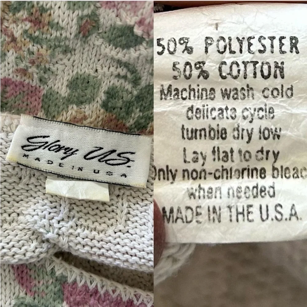 Vintage Glory US Floral Knit Sweater Shabby Chic Rose Print Pastel Pullover. - Picture 8 of 8